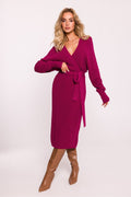 Gebreide Wikkeljurk - Beige - Zehra-clothing
