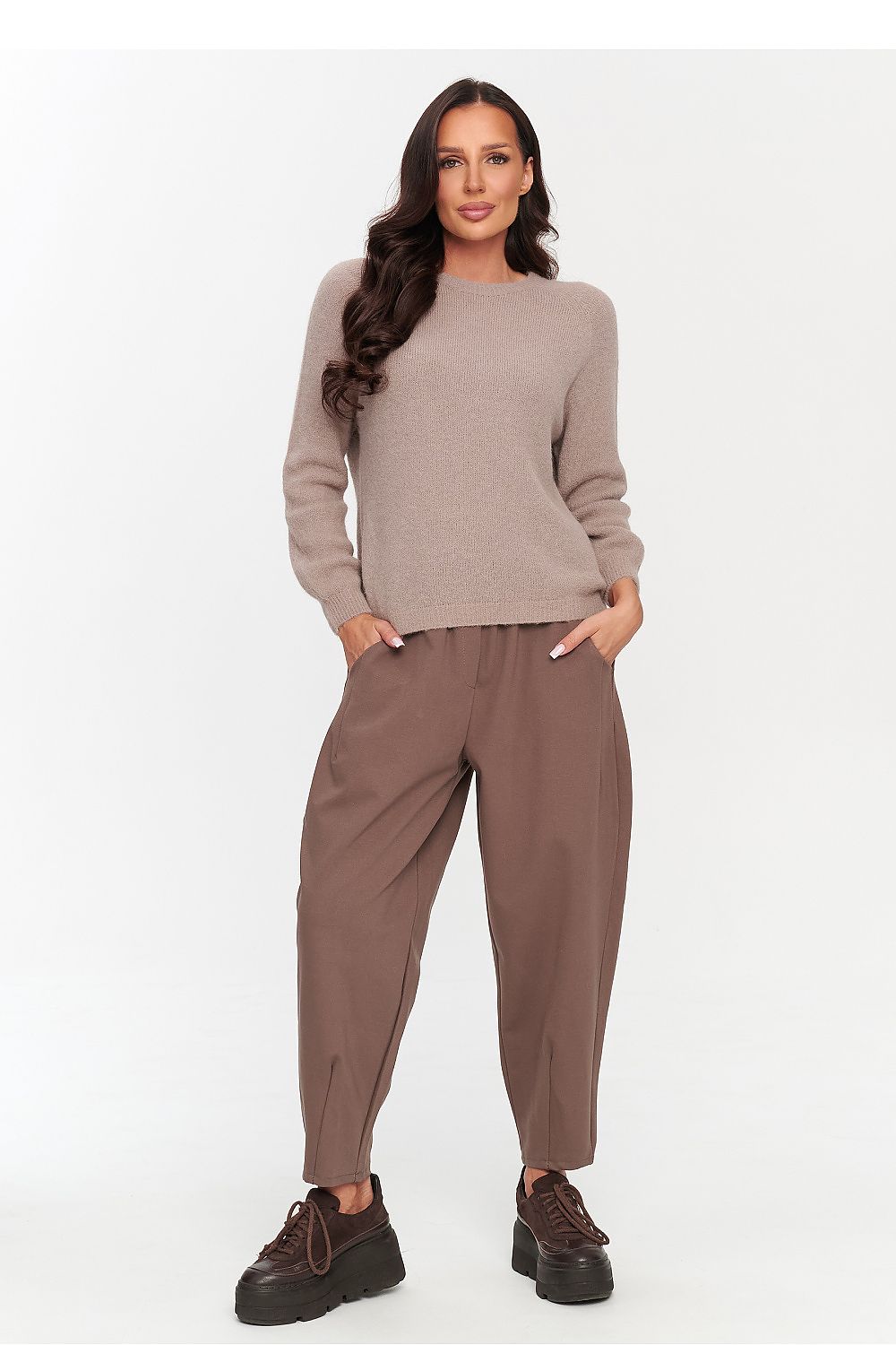 Ronde Hals Trui - Makadamia - Zehra-clothing