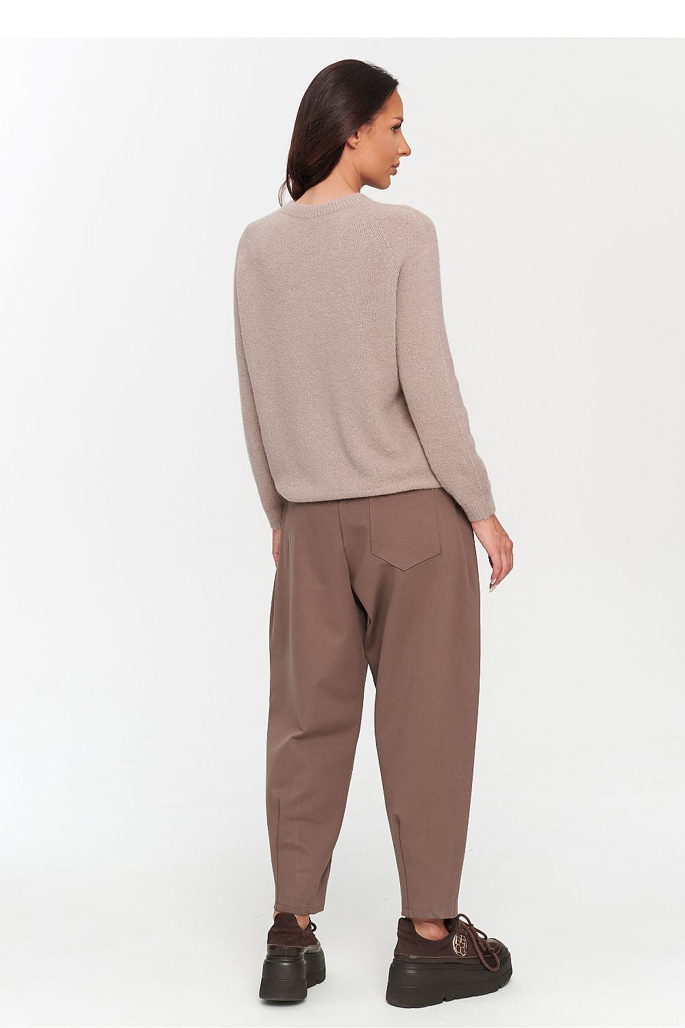 Ronde Hals Trui - Makadamia - Zehra-clothing